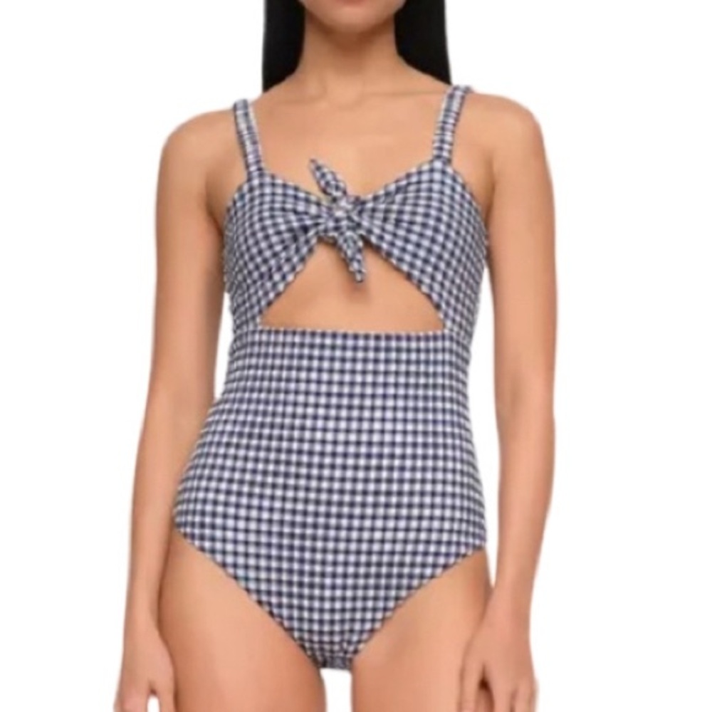 NWT Sea New York Navy and White Gingham One Piece - Sz S - Picture 1 of 7